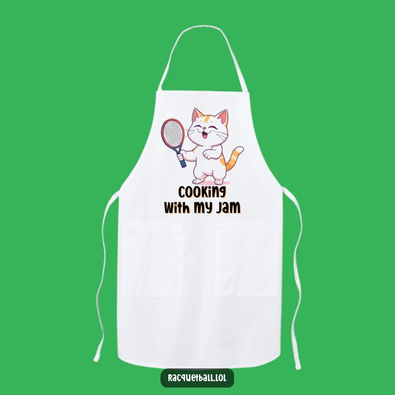 Funny Cat Racquetball Apron - Kitchen Fun for Gamer Chefs