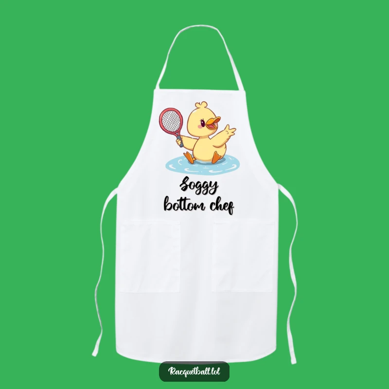 Funny Duck Tennis Apron: Dramatic Duck Saves Ball, Kitchen Funny Gift