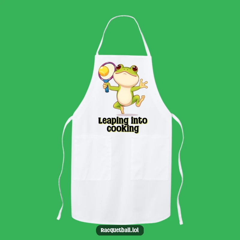 Funny Frog Tennis Apron: Leaping Chef Racquet Kitchen Wear, Unique Humorous Gift