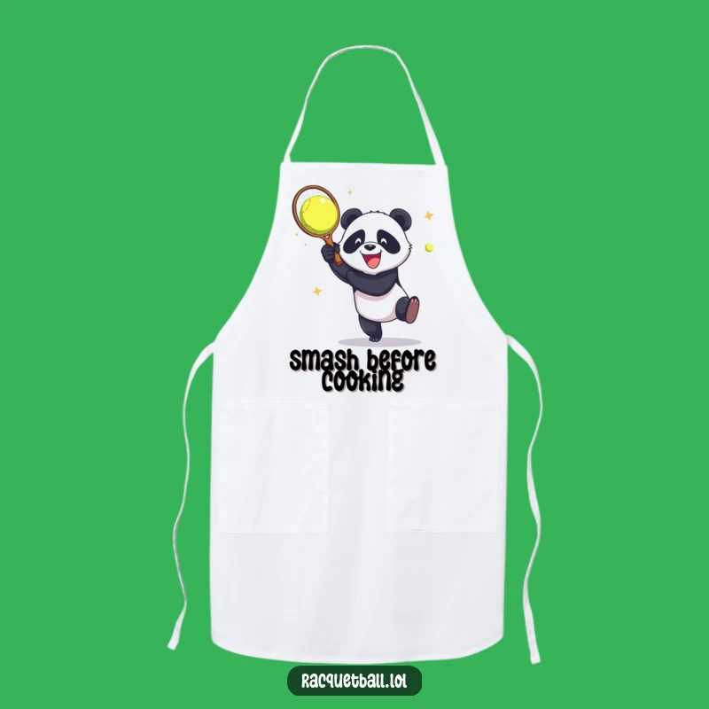 Funny Panda Racquetball Smash Apron: Cook with Aggressive Glee!