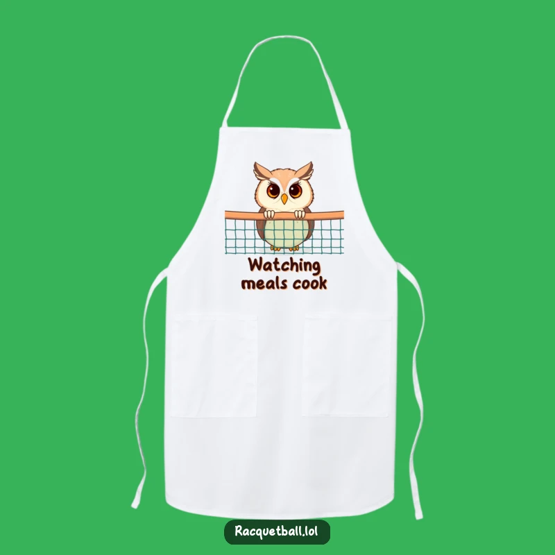 Funny Owl Apron: Chef Owl Racquetball Kitchen Apron, Perfect Gift