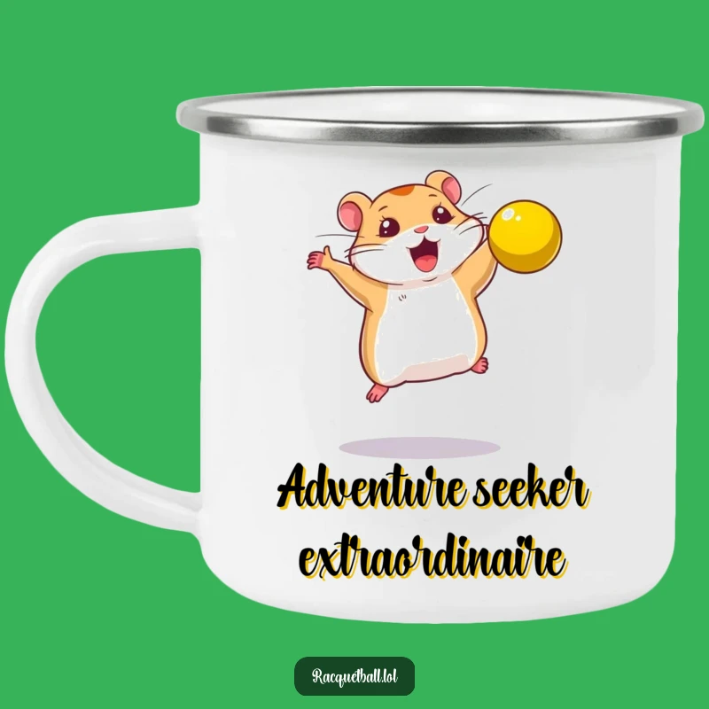 Funny Hamster Smash Camping Mug - Determined Pet Drinkware for Action