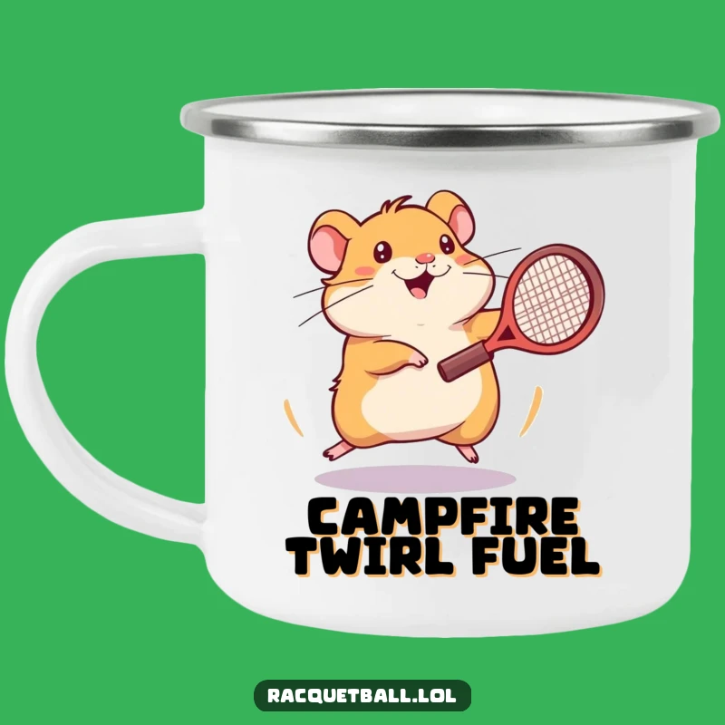 Funny Hamster Tennis Camping Mug: Frantic Hamster Plays Tennis, Outdoor Funny Gift