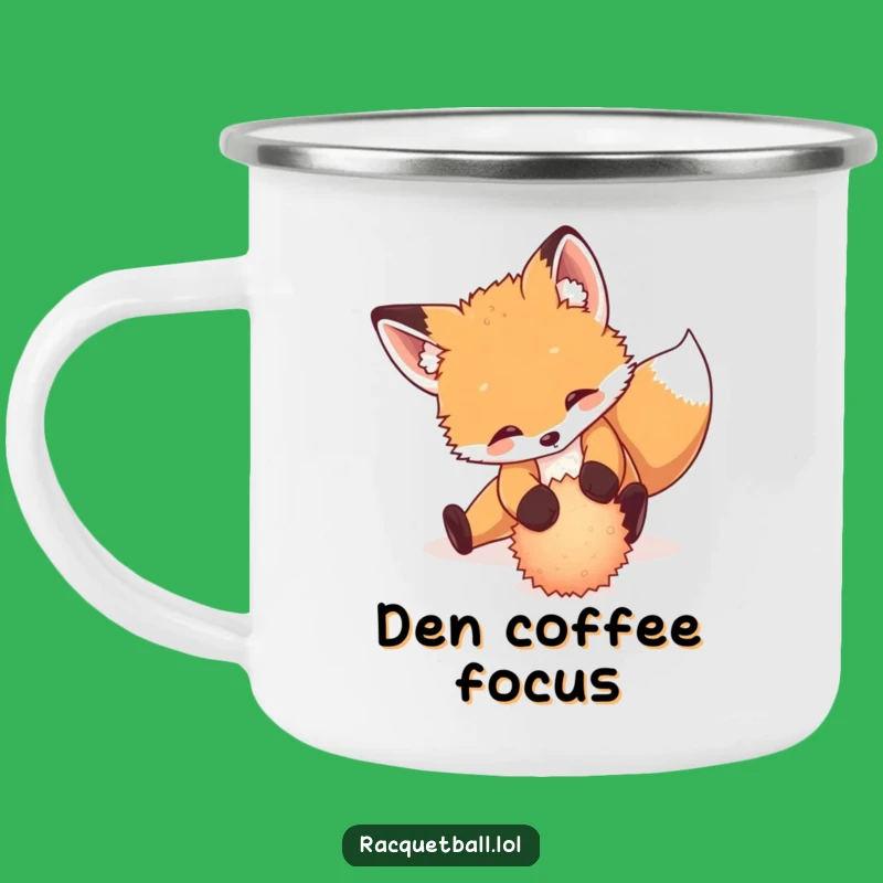 Funny Fox Tennis Camping Mug: Fuel Adventures with Playful Cub's Dramatic Slide Gift