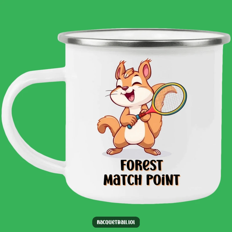 Funny Squirrel Tennis Camping Mug: Joyful Squirrel Plays Tennis, Outdoor Funny Gift