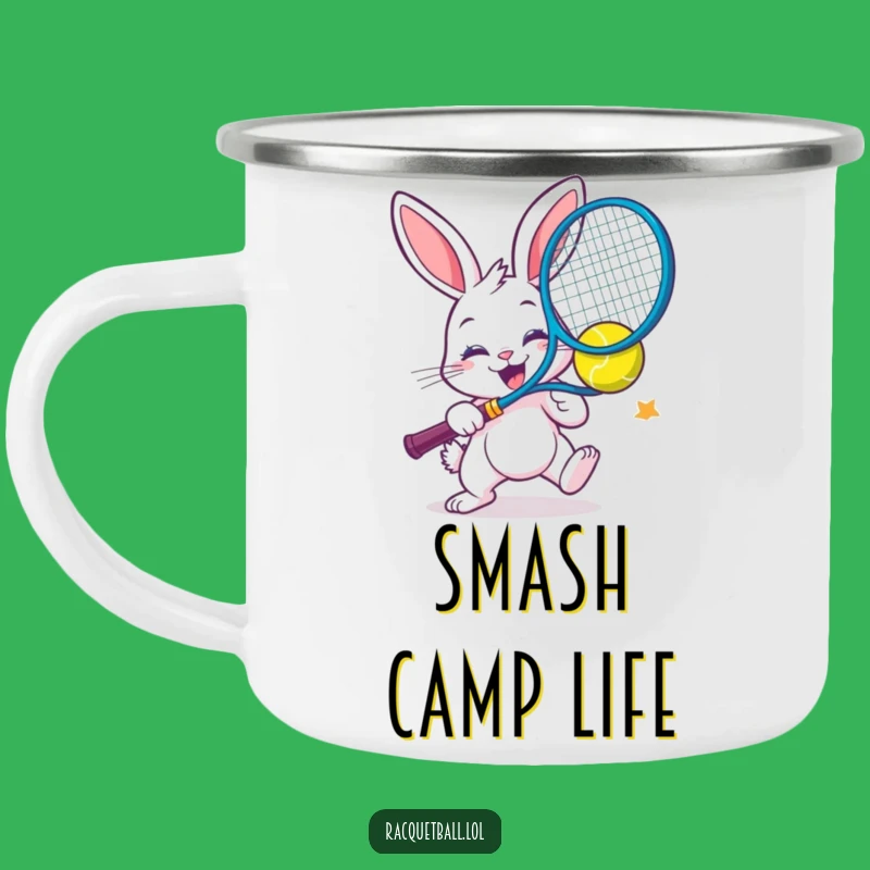 Funny Bunny Camp Mug - Energetic Racquetball Fun