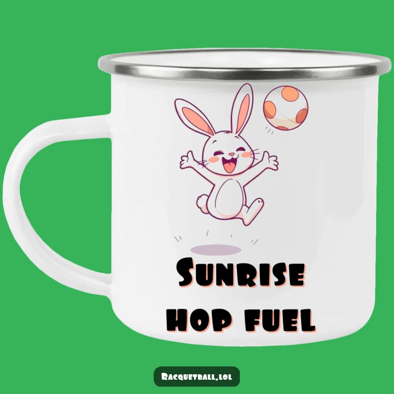 Funny Bunny Tennis Camping Mug: Fuel Adventures with Cheerful Leaper's Energy Gift