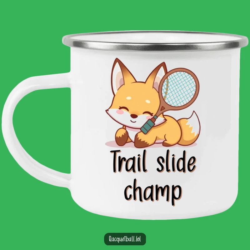Funny Fox Slide Camping Mug: Racquet Ready, Your Outdoor Funny Gift