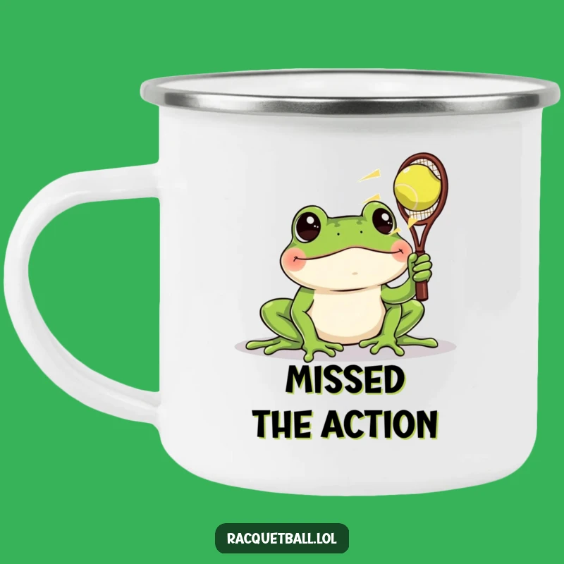 Funny Frog Racquetball Camping Mug - Hilarious Outdoor Observer