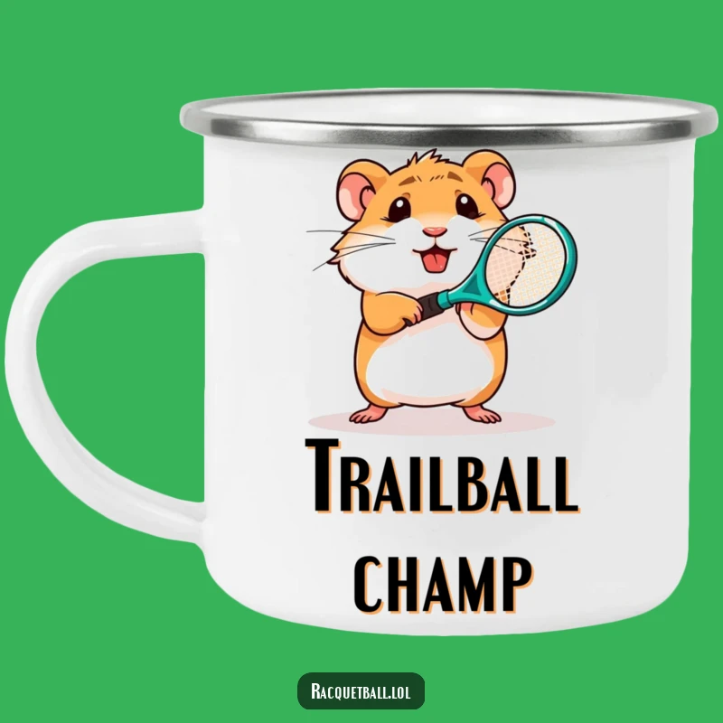 Funny Hamster Tennis Camping Mug: Fuel Your Adventures with Determined Rodent's Swing Gift