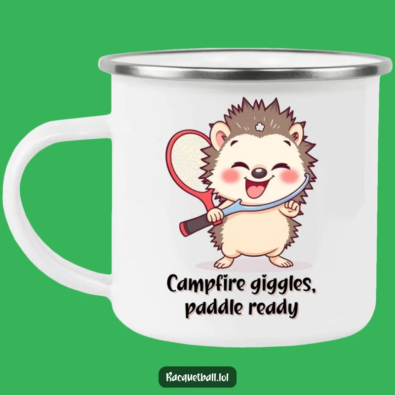 Funny Hedgehog Racquetball Camping Mug: Giggle Fuel for Outdoor Adventures