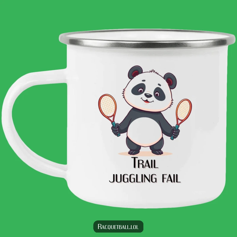 Funny Panda Tennis Camping Mug - Outdoor Juggling Racquets Gift