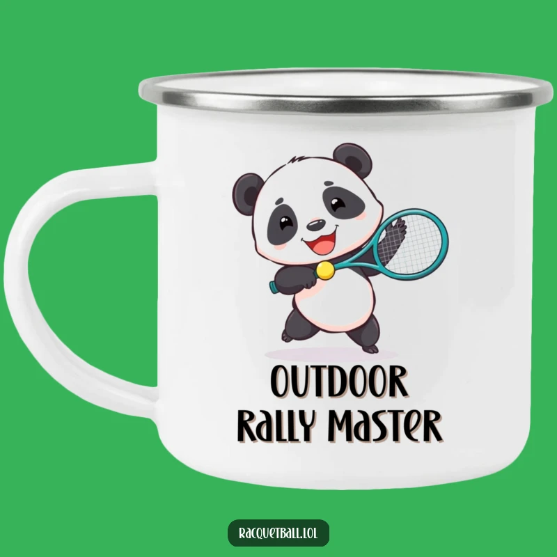 Funny Panda Tennis Camping Mug - Joyful Bear Drinkware for Outdoors