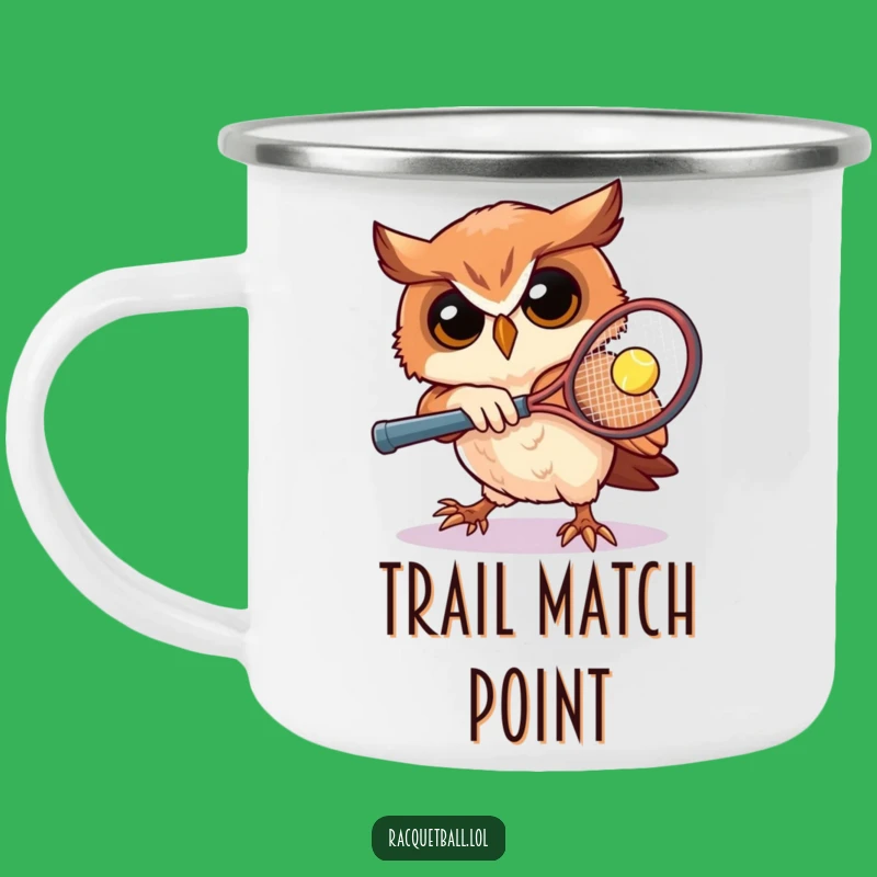 Funny Owl Tennis Camping Mug: Determined & Durable Sports Gift