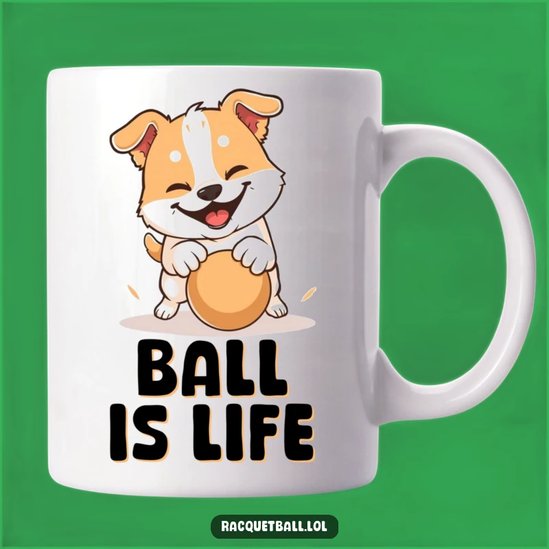 Funny Dog Pounce Mug: Determined Ball Player Gift