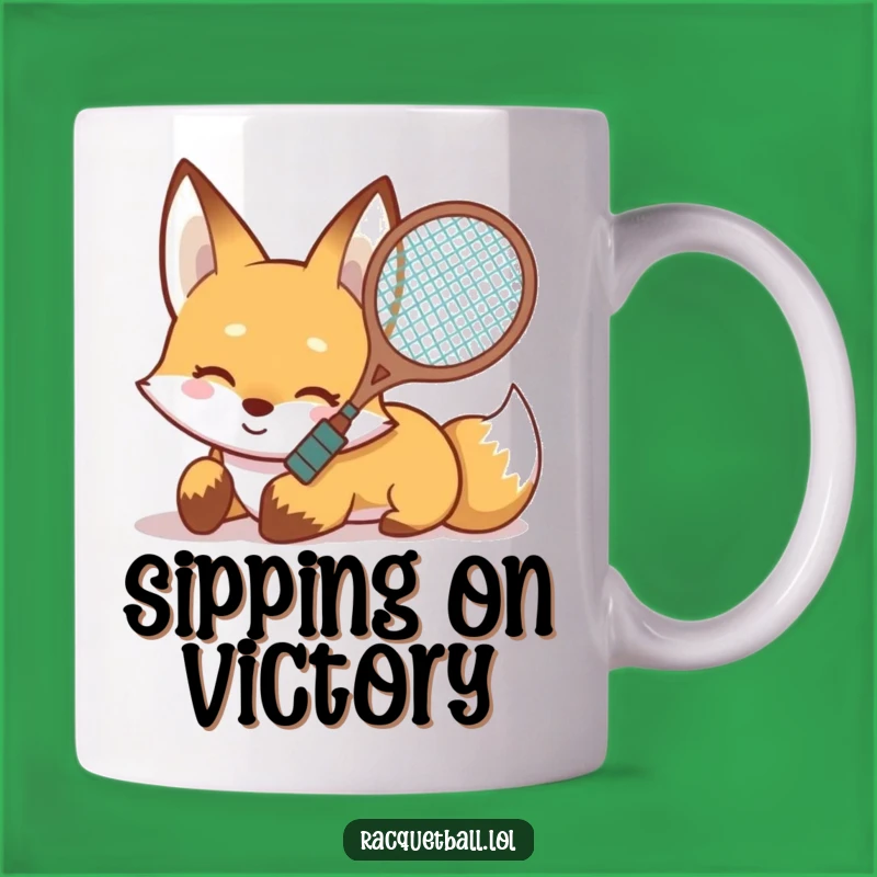 Funny Fox Sliding Mug: Racquet Ready, Perfect Funny Gift