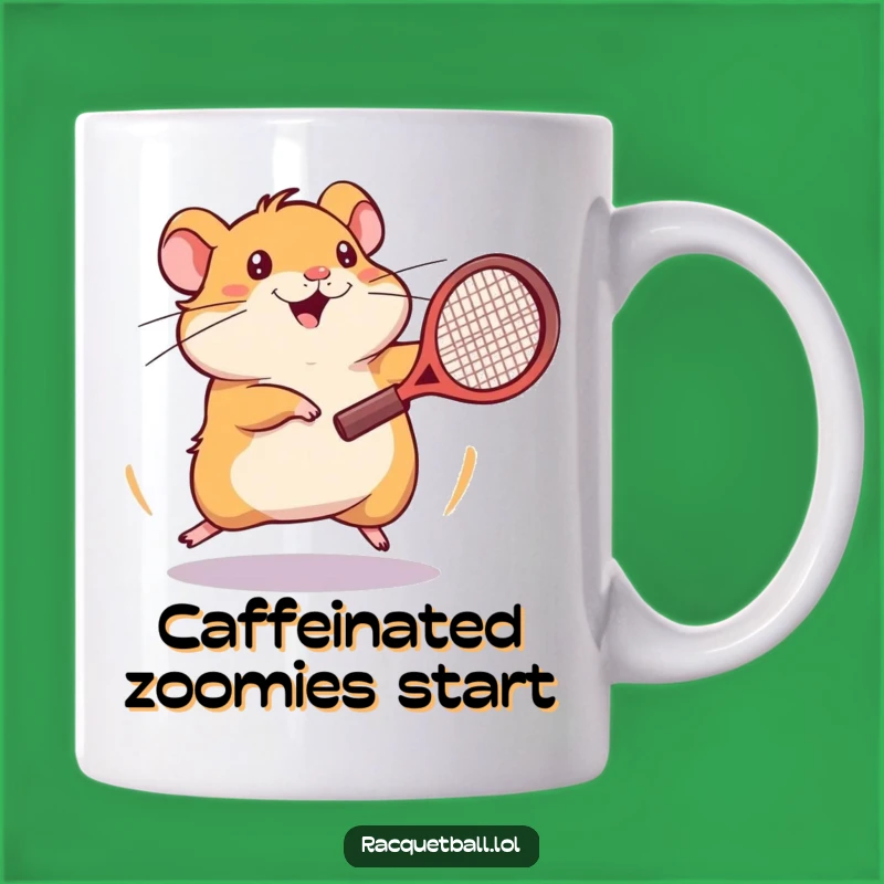Funny Hamster Tennis Mug: Frantic Hamster Plays Tennis, Perfect Funny Gift
