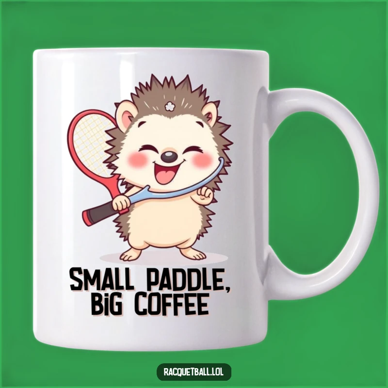 Funny Hedgehog Racquetball Mug: Giggle-Wielding Player, Perfect Gift for Gamers