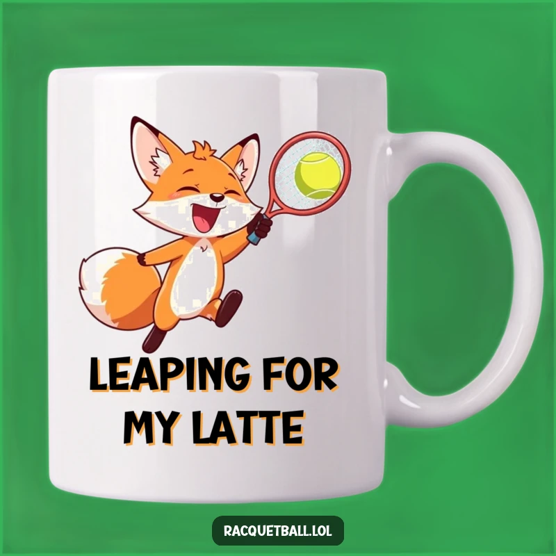 Funny Joyful Fox Racquetball Mug: An Energetic Gift for Sports Enthusiasts