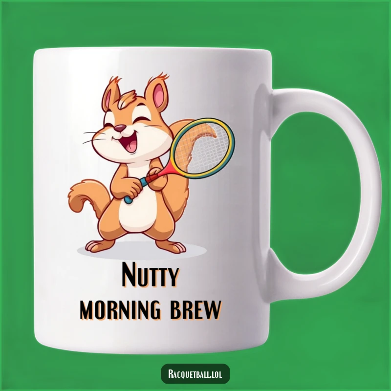 Funny Squirrel Tennis Mug: Joyful Squirrel Plays Tennis, Perfect Funny Gift