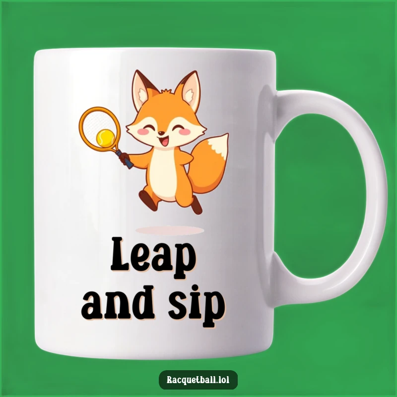 Funny Fox Racquetball Leap Mug: Cheerful Sports Fun Gift for Players