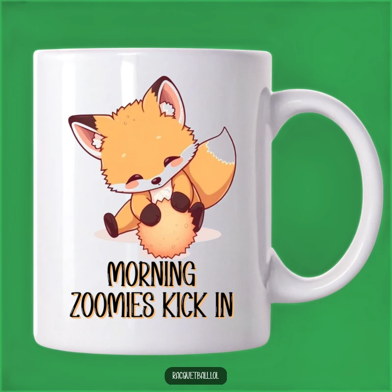 Funny Fox Tennis Mug: Playful Cub's Dramatic Slide for a Hilarious Gift