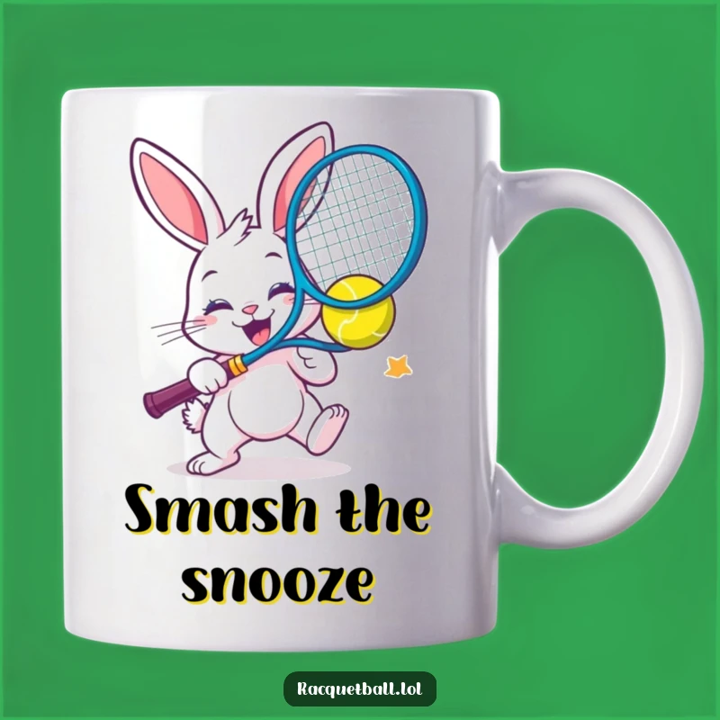 Funny Bunny Racquetball Slam Mug - Enthusiastic Sports Fan Gift