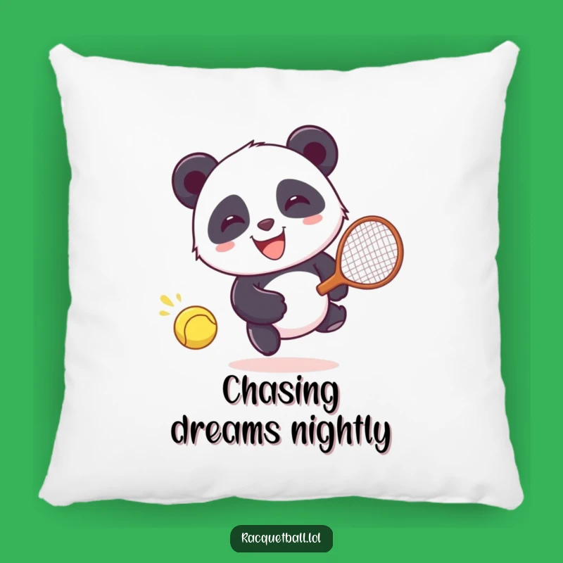 Funny Panda Racquetball Pillow: Cozy Chase Cushion, Perfect Funny Gift