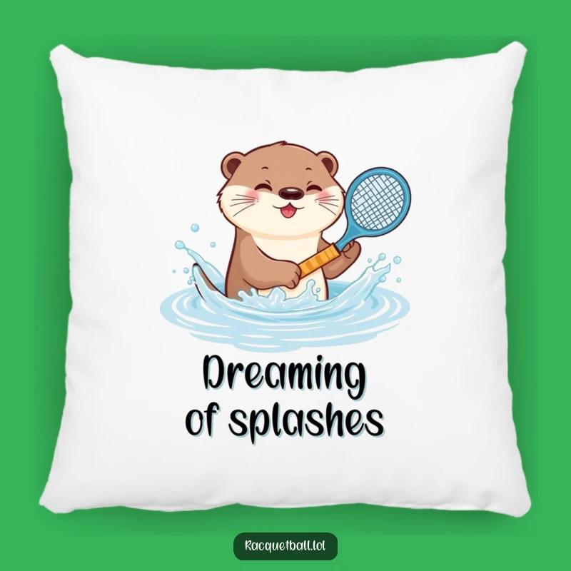 Funny Otter Tennis Pillow: Plush Splash Racquet Comfort, Adorable Humorous Gift