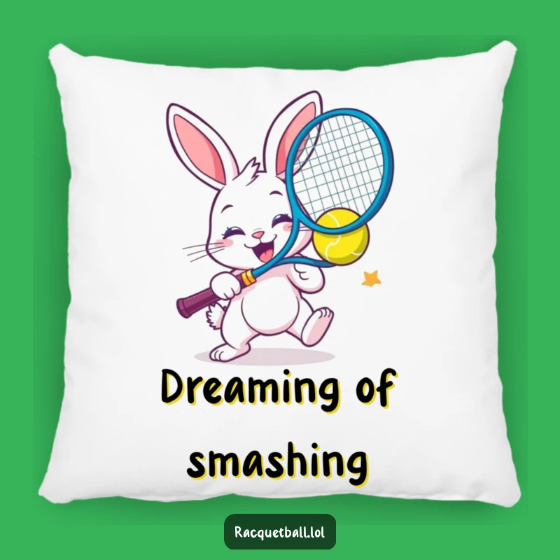 Funny Bunny Racquetball Pillow - Cute & Energetic Accent Pillow