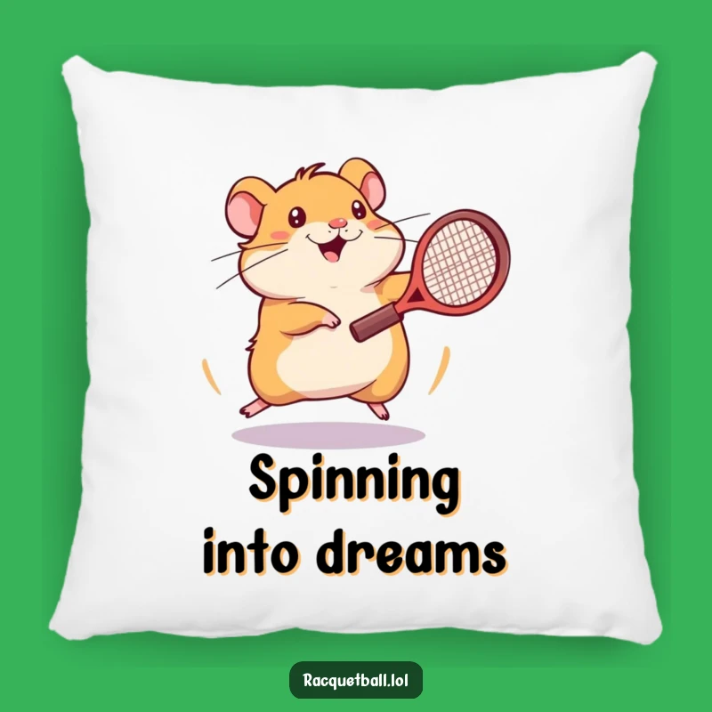 Funny Hamster Tennis Pillow: Frantic Hamster Plays Tennis, Comfy Funny Gift
