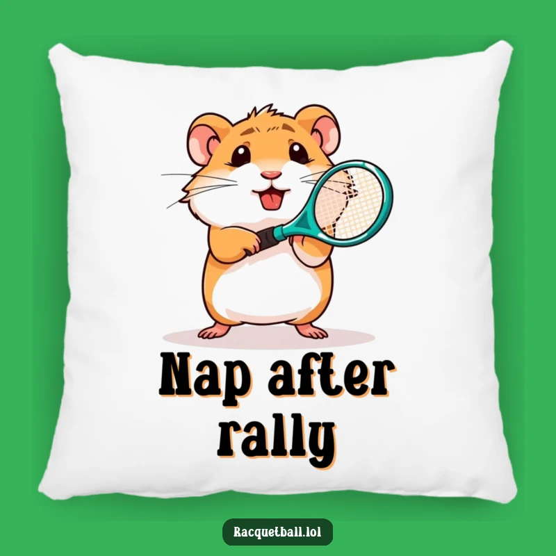 Funny Hamster Tennis Pillow: Rest with a Determined Rodent's Mighty Swing Gift