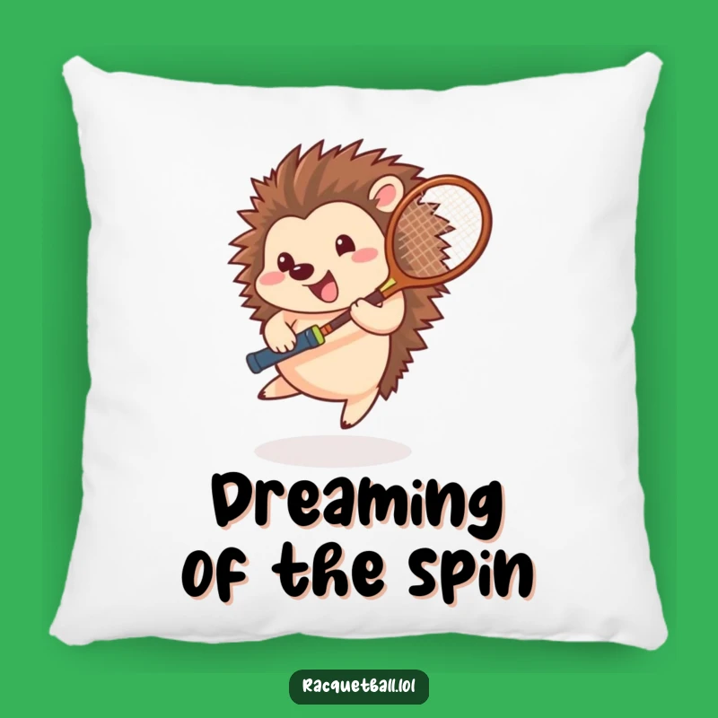 Funny Hedgehog Tennis Pillow: Plush Spining Athlete Racquet Comfort, Adorable Humorous Gift