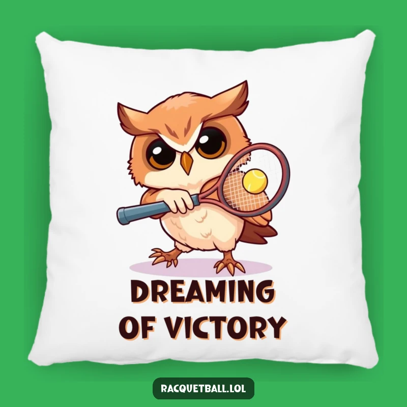 Funny Owl Tennis Pillow: Cozy & Determined Sports Gift