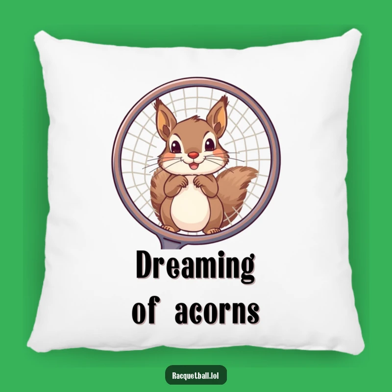 Funny Squirrel Tennis Pillow: Comfy Humor for Playful, Active Moments!
