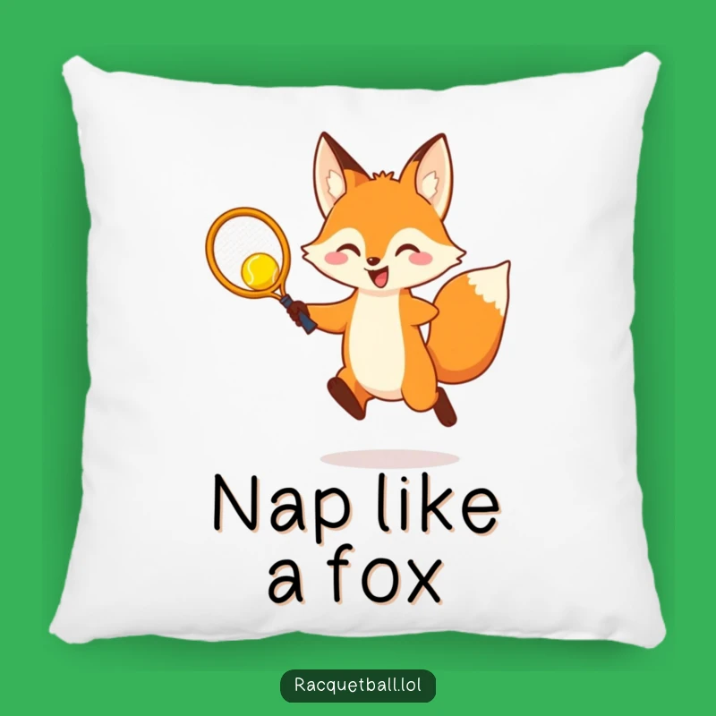 Funny Fox Racquetball Leap Pillow: Cozy Up with Cheerful Comfort!