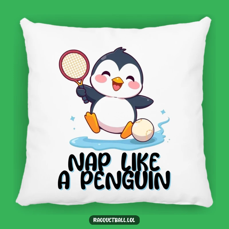 Funny Penguin Tennis Pillow - Comfy Sliding Racquet Ball Cushion, Gift