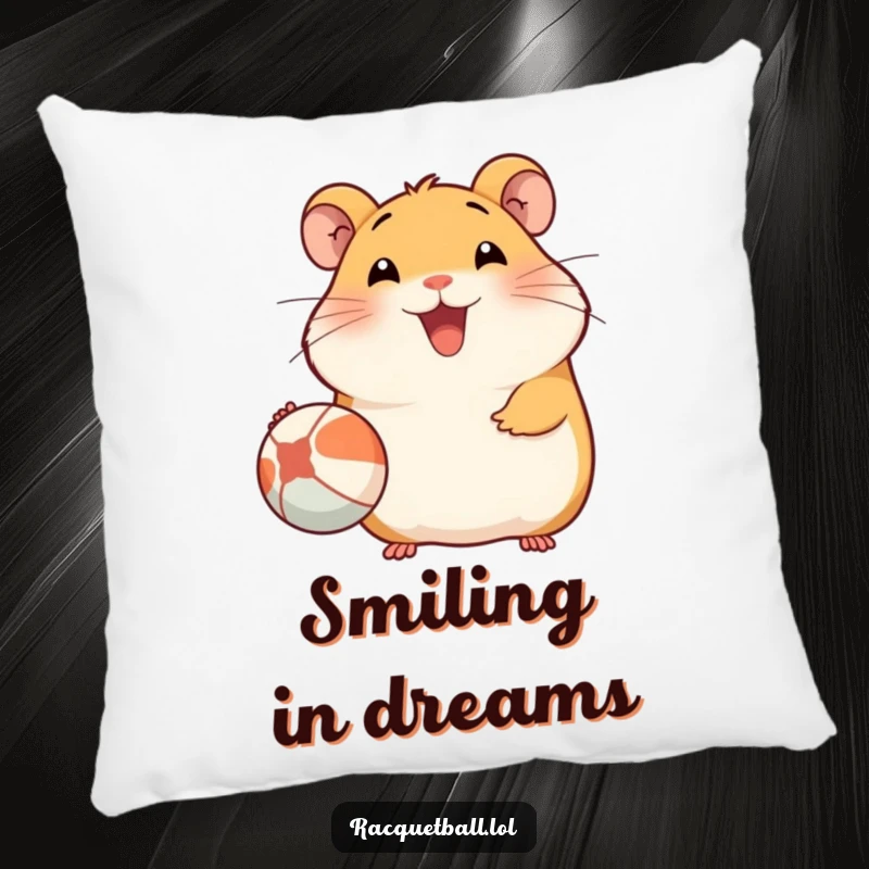 Funny Hamster Pillow: A plush pillow showing a happy hamster serving a ball with a big smile, making any seat more comfortable and fun.
