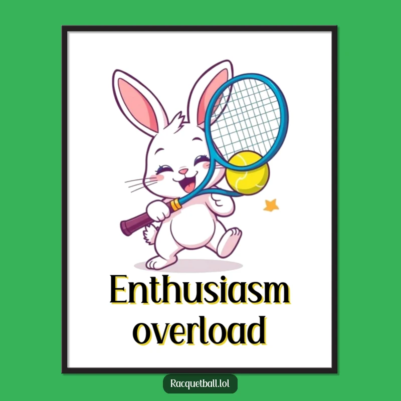 Funny Bunny Racquetball Digital Art - Energetic Sports Print