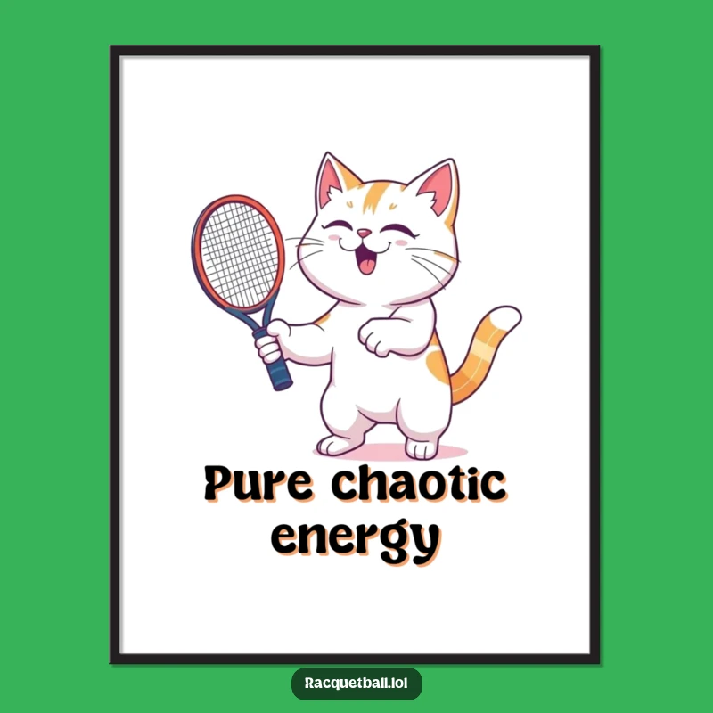 Funny Cat Racquetball Digital Print - Instant Joy for Your Walls