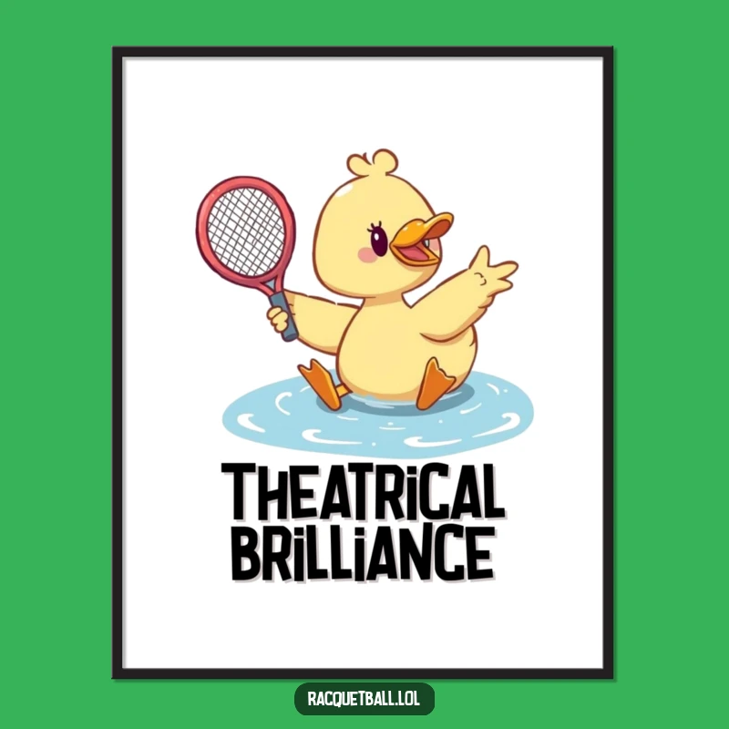 Funny Duck Tennis Digital Art: Dramatic Duck Saves Ball, Instant Funny Gift