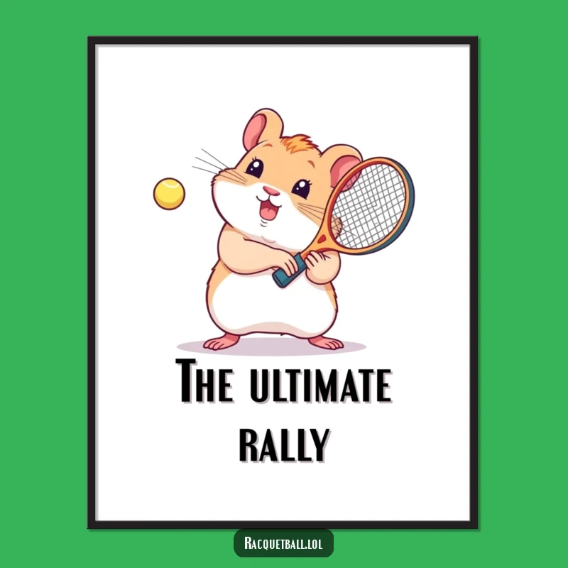 Funny Kawaii Hamster Racquetball Digital Art: Instant Joyful Decor