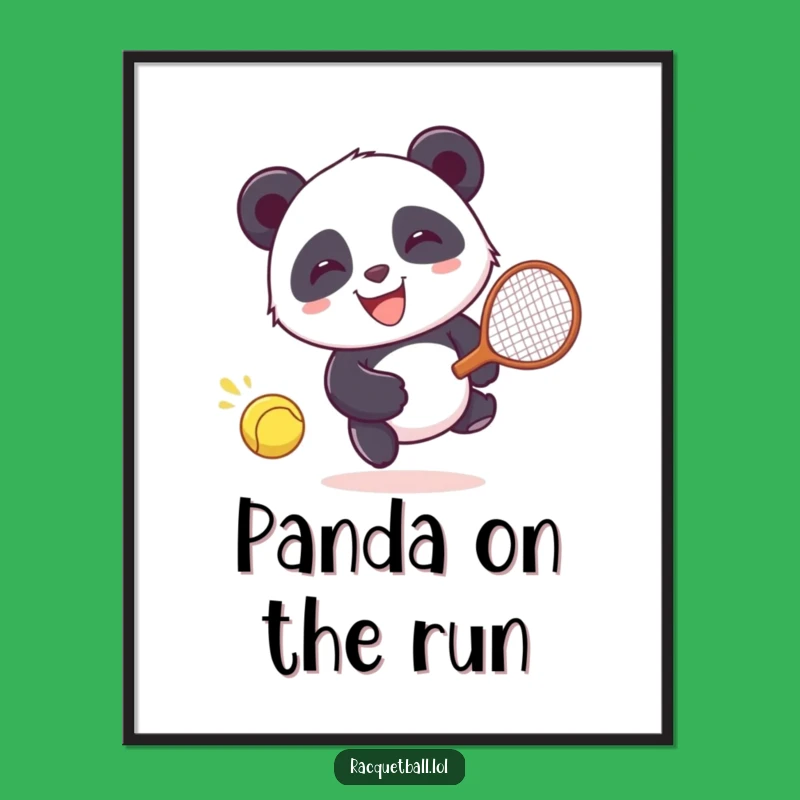 Funny Panda Racquetball Print: Chase Art, Instant Joyful Decor Gift