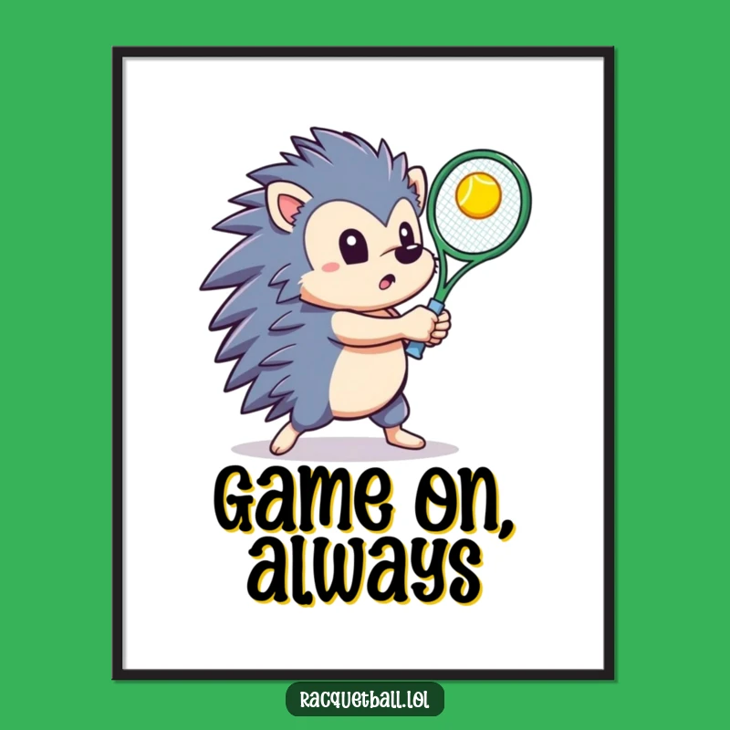 Funny Hedgehog Tennis Art Print: Bring Action and Humor to Your Space!
