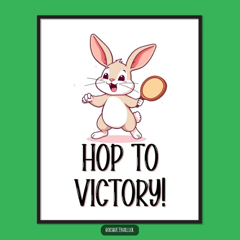 Funny Bunny Racquetball Print - Energetic Art & Gift Download