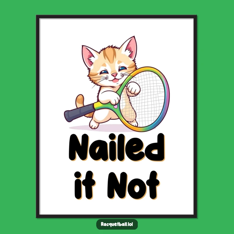 Funny Kitten Tennis Digital Print: Instant Adorable & Comical Wall Art
