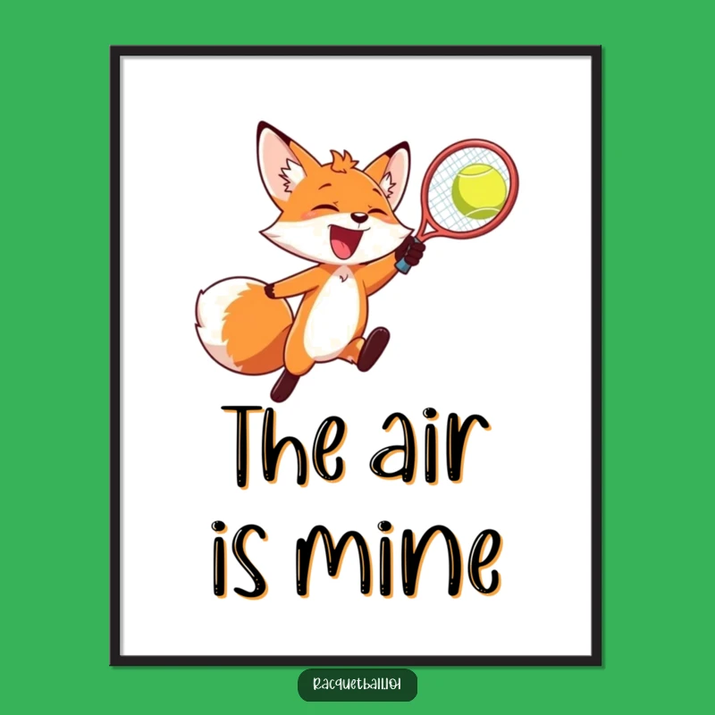 Funny Joyful Fox Racquetball Digital Art: Instant Energetic Decor