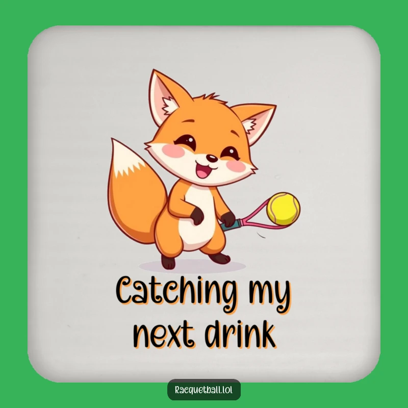 Funny Fox Racquetball Coaster: Protect Surfaces with Gaming Charm