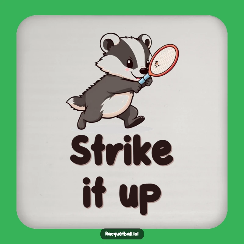 Funny Badger Tennis Coaster Set: Protective Lunging Athlete Racquet Savers, Humorous Gift