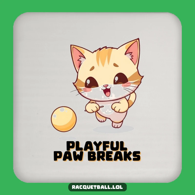 Funny Cat Tennis Coaster: Protect Surfaces with a Giggling Feline's Play Gift